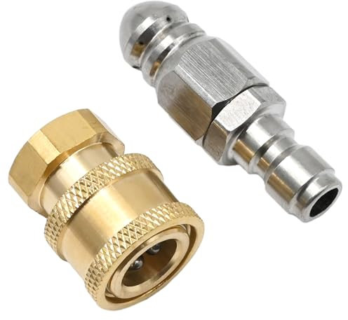 Hoypeyfiy 2 Pcs 1/4 Inch Pressure Washer Drain Jetter Hose Nozzle, 5000 PSI Sewer Jet Nozzle, 1/4'' Quick Connect To Female NPT, Brass Fittings Quick Connector