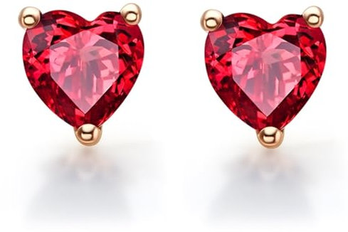 ANAZOZ Ohrringe Rosegold 750 Stecker, Ohrringe Hochzeit Braut Herzform mit Granat 1,28 Karat Ohrringe Damen