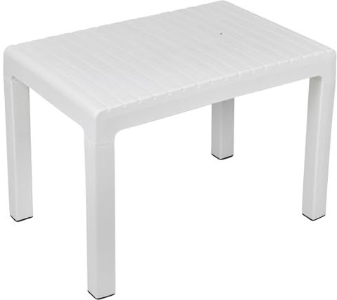 URBN GARDEN 40x60cm Outdoor Plastic Lightweight Coffee Table Patio Balcony Garden Furniture (White)