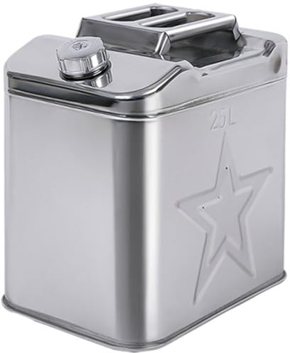 DOCIM Bidon d'essence en Acier Inoxydable, avec Tube de Carburant, Essence, Diesel, Huile Comestible ou réservoir d'eau Réservoir d'essence,25L