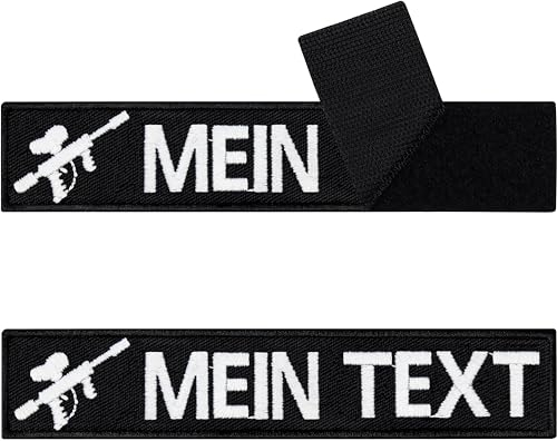 Paintball Patch personalisiert mit Klettverschluss - Paintball Waffe Klettpatch personalisieren - Aufnäher mit Klett Namensschilder - Klett Patch selbst gestalten - 125x25mm