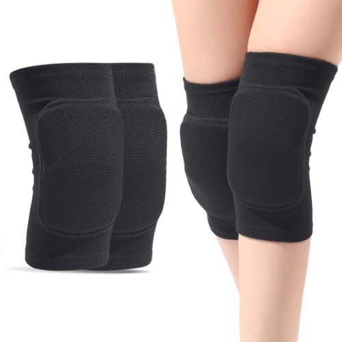 LuLiyLdJ Ginocchiere Pallavolo Bambina, Ginocchiera Pallavolo, Ginocchiere Bambino Morbide Spugne Imbottite per Ginocchiere Protettive Antiscivolo Ginocchiera Elastica Traspirante, M Nero, 2 Pezzo