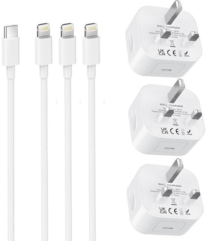 iPhone Charger Fast Charge 3Pack [MFi Certified] 20W USB C Plug with 6FT Lightning Cable, USB C Charger and Long Charging Cable for iPhone 14 13 12 11 X/Plus/Pro/Pro Max/Mini/SE/i-Pad