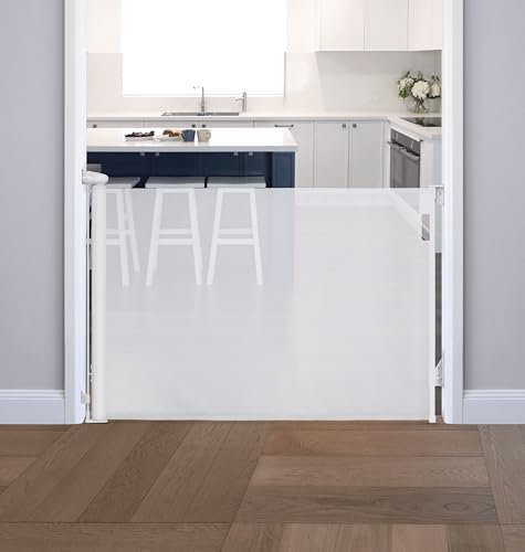 Dreambaby Glide N Hide 90cm Extra Tall, 140cm Wide Retractable Baby Gate - Ideal for Stairs, Doorways & Halls, Durable Mesh, EZY-Check Indicator, Dog & Pet Fence