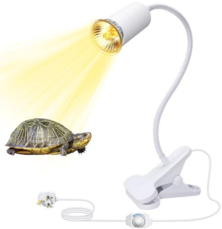 WPQIUZS Tortoise Heat Lamp, 240CM Cable, 11MM Thick Flexible Gooseneck, E27 Ceramic Bulb Holder, White Reptile Heat Lamp, Tortoise Accessories, Tortoise UVA/UVB Basking Lamp, Light for Turtle Tank