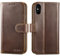 LENSUN Echtleder Hülle für iPhone X, iPhone XS Lederhülle Handyhülle [Echtes Leder][Wallet Fach][RFID Schutz] Handytasche Klapphülle für iPhone 10/X/XS - Vintage Dunkelbraun