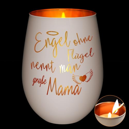 Livole Muttertagsgeschenk für Mama, Windlicht mit Gravur Mama Geschenke, Teelichthalter Geburtstagsgeschenk für Beste Mutter, Graviertes Windlicht aus Glas Geburtstagsgeschenk für Schwiegermutter