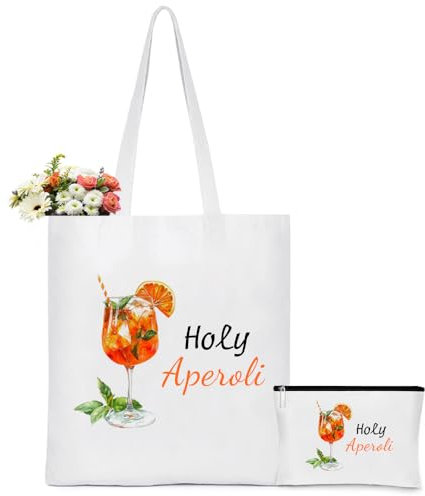 Holy Aperol Tasche Personalisiert, Aperol Spritz Geschenk Jutebeutel Und Kosmetiktasche für Frauen Freundin Mama Schwester Ehefrau Geburtstag, Muttertag, Valentinstag, Weihnachten Stoffbeutel