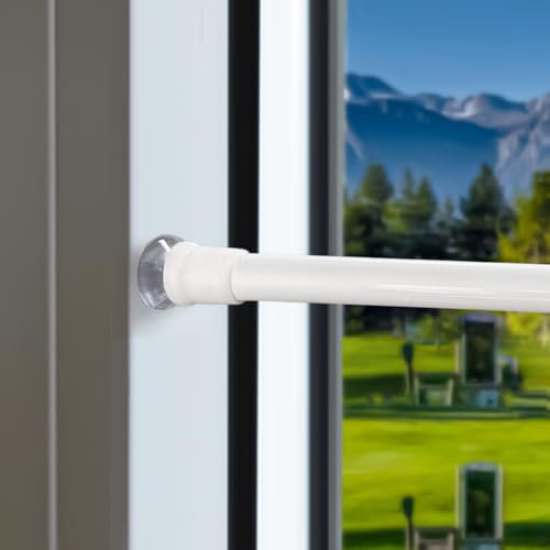 2 pezzi Asta per tende Asta per tende senza foratura, con ventose Montaggio senza foratura, per tende da finestra, tende da bistrot - Bianco, 55-86cm