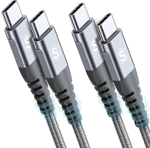 Cavo USB C a USB C 60W [2 pezzi 1.5M] PD Ricarica rapida Cavo di ricarica intrecciato in nylon USB tipo C per i Phone 16 15 pro max, Galaxy S24 S23 S22 S21 S20/Note 20, iPad Pro MacBook Air