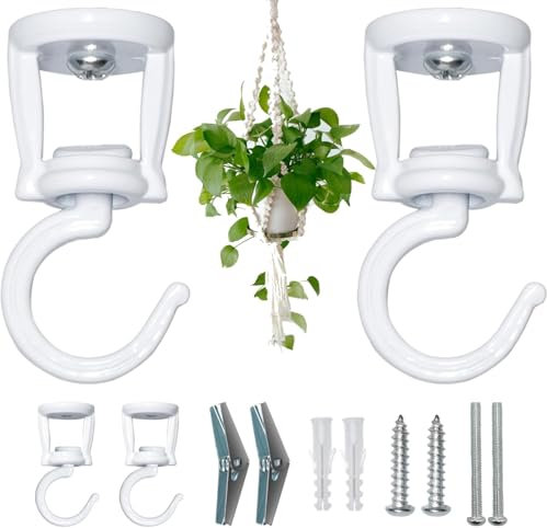 2 Piezas Gancho Techo para Colgar Plantas, Gancho Pared Macetas, Colgador Plantas Pared Exterior Interior, Blanco Soporte Plantas Colgantes para Macetas, Campanillas de Viento, Comederos de Pájaros
