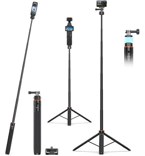 Trípode extensible de 160 cm para DJI Osmo Pocket 3, Insta 360 X5/X4/X3/Ace Pro/Ace Pro 2, Osmo Action5 Pro/4, GoPro Hero 13/12/11/10/Max, AKASO EK7000