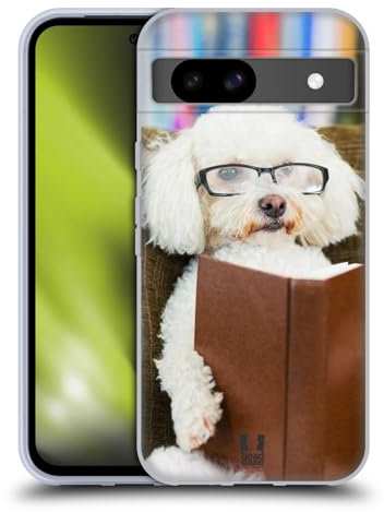 Head Case Designs Lesender Hund Mit Brille Komische Tiere Gelhülle [Militärischer Schutzgrad] Kompatibel Mit Google Pixel 8a Und Kompatibel Mit MagSafe