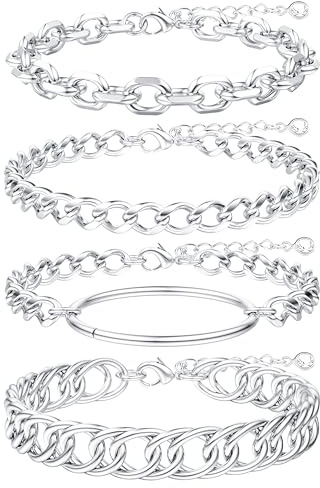TEN MIRO 16 Karat dickes Gold-Armband für Damen, läuft nicht an, Damen-Goldarmband, stapelbar, klobige Kettenarmbänder, wasserdichte Gliedermanschette, Fischgräten-Armband, Muttertagsschmuck