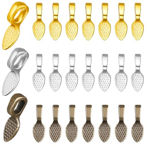Piriuuo 120 Pcs Spoon Glue On Bails Pendants, Oval Jewelry Bails for Pendants Flat Pendant Bails Jewelry Bails Small Necklace Bails Glue On Earring Bails for Jewelry Making