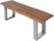 SAM Esszimmerbank 100x42 cm Chicago, Akazienholz nussbaumfarben, Massive Holzbank mit echter Baumkante, Baumkantenbank mit U-Gestell Silber, Sitzbank mit 26 mm Platte