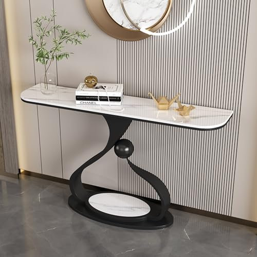 HARELA Table Console d'entrée, Table d'entrée Moderne avec Pieds en métal, pour entrée, Couloir, entrée, Salon, Cadre en métal Stable et Assemblage Facile(Black C,100cm/39.4in)