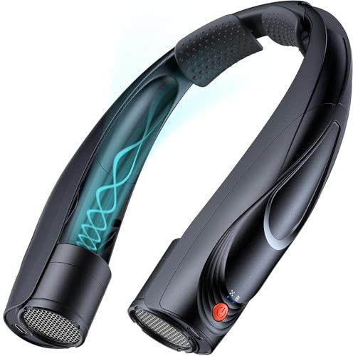 Tomatofrydan Ventilador de cuello, 6000 mAh, ventilador personal portátil, 6 velocidades, ventilador de cuello portátil con refrigeración de 360°, flujo de aire manos libres, ventilador USB personal