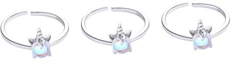 minkissy 3 Pièces bague licorne ouvrante Silver