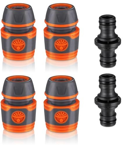 Pmueuff 4 Pezzi Raccordo Tubo Giardino, 1/2’’ Connettori per Tubi da Giardino in Plastica Connettore per Rubinetto Rapido Raccordi per Tubi Irrigazione Tubo Flessibile Attacco per Irrigazione Giardino