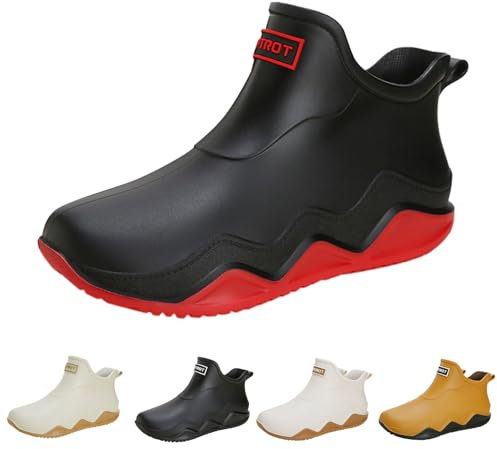 LinRim Stivali da donna in gomma da uomo, stivali di sicurezza da lavoro, stivali da pioggia, stivali da giardino, stivali da corto, stivali in gomma, impermeabili, antiscivolo, per esterni, Colore