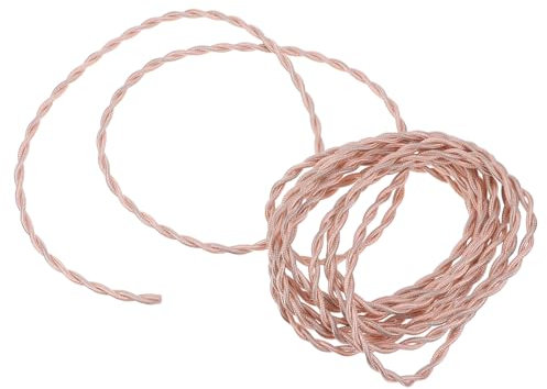 DIYEAH Câble Isolé Torsadé Fil Recouvert De Tissu 2 Fils 0,75 Mm² Couleur Or Rose Conforme Norme Ce Électrique Vintage pour Lampe à Suspendre Décoration 5 Mètres