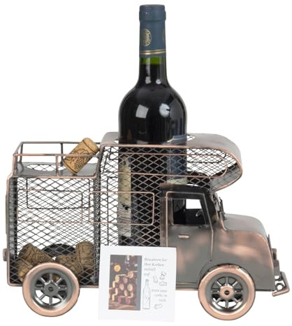 MF RoadVino Motorhome Bronze Copper Metal Wine Bottle Holder 32cm with Cork Collector