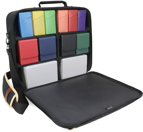 ENHANCE Designer Edition TCG-Tasche - MTG-Umhängetasche mit anpassbaren Trennwänden und Zubehörtasche für Deckboxen - Kartenaufbewahrung kompatibel mit Magic the Gathering, Pokemon, Lorcana (Schwarz)