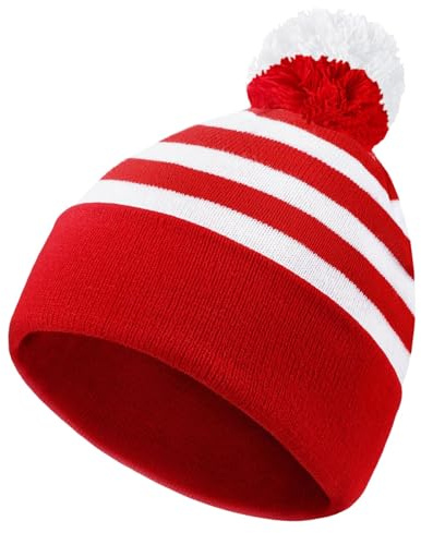 Generisch Lustige Geschenke FüR Frauen Wintermütze Ohrenklappen Rot weiße Weihnachtsmütze mit Bündchen, Strickmütze mit Bommel aus Garn auf der Mützenspitze (Brick Red, One Size)