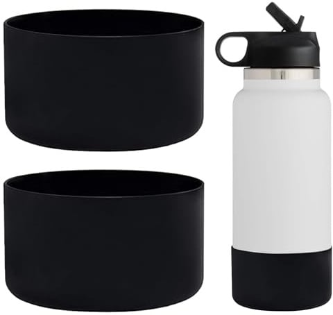 WK IEASON 2Pcs Protective Silicone Base Boot for Hydro Flask 32OZ 40OZ Wide Mouth, Anti-Slip Silicone Sleeve Cover Bumper for Owala Freesip/Flip/Twist 40OZ Flask Water Bottle-3.56inch Bottom Diameter
