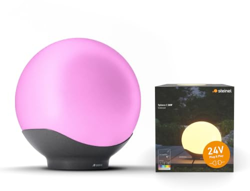 Steinel LED-Kugelleuchte Sphera C 24V Ø 400 mm, 16 Mio. Farben, App-Steuerung, Plug & Play, Helligkeitssensor, IP65, für Garten und Terrasse