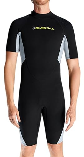 Ausing Combinaison Shorty Neoprene Homme Wetsuit Shorty Man 1.5mm Combinaison Triathlon Homme Monopiece Plongée Natation XXL
