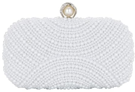 LHHMZ Women Pearl Clutch Bag, Trendy Beaded Shoulder Bag, Wedding Party Bridal Pearl Handbag