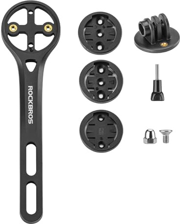 ROCKBROS Fahrradcomputer Halterung, Universal für Garmin Wahoo Bryton, 15g Leichtes Nylon, Integrierte GoPro Lampenhalterung, Einfache Montage