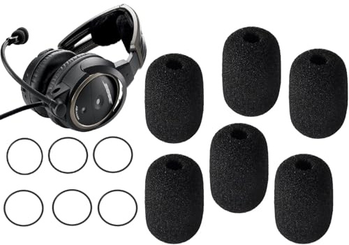 ZHHSUNY 6 Sets A20 Microphone Foam Protective Covers, Compatible with Bose Aviation X A10 A20 A30 with O-Rings Rubber Replacement Mic Foam Cover