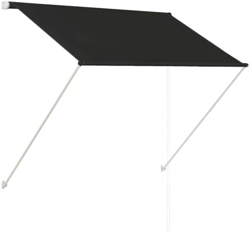 HFXHIJXQ 150×150 Anthrazit Markise, wetterfeste Stahlrahmen, 180 g/m² UV-Polyester, Handbetrieb, Höhe & Neigung verstellbar, Balkon/Terrasse