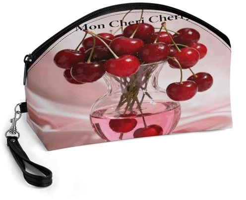 LZQPOEAS Mon Cheri Cherry Make-up-Tasche, große Kapazität, Reise-Kosmetiktasche für Damen, wasserdichtes PU-Leder, flach offen, tragbar, Kulturbeutel für Hautpflege, Reiseutensilien