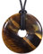 Morella Damen Halskette 80 cm Donut Edelstein Anhänger Tigerauge im Samtbeutel