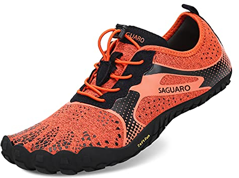 SAGUARO Chaussures pieds nus unisexes Chaussures de course sur sentier Gym Fitness Trainers Randonnée Chaussures de marche Été Orange 7.5UK