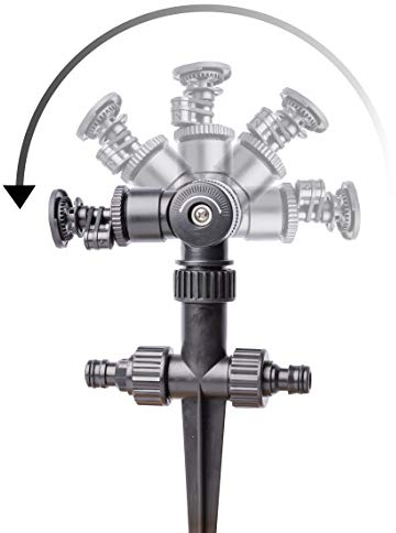 UPP Rasensprenkler mit 180° Schwenkkopf | Flexibler Rasensprenger erleichtert die Gartenbewässerung - wassersparend | Funktioniert bei niedrigstem Druck von 0,69 Bar | Reichweite bis 6 m Sprengkreis