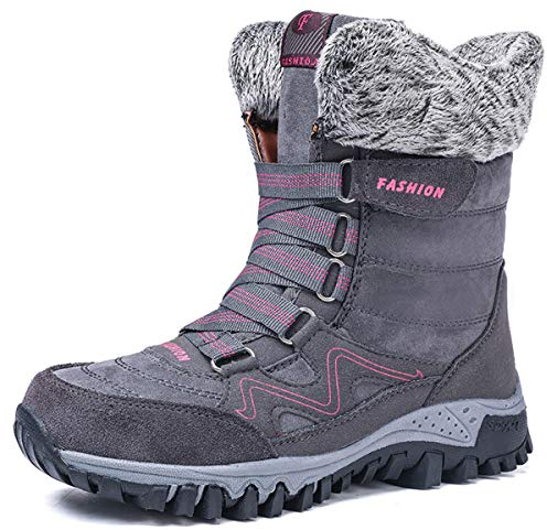 AARDIMI Warm Gefüttert Winterschuhe Damen Schneestiefel Wasserdicht Outdoor Trekking Wanderschuhe Gr. 35-42 (Grau, 39 EU)
