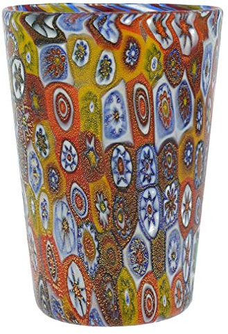 Glass Of Venice Murano Glass Tumbler - Golden Quilt Millefiori