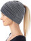 Hatstar Damen und Mädchen Wintermütze Strickmütze mit Zopfloch für Pferdeschwanz Ponytail Beanie, dunkelgrau, W30