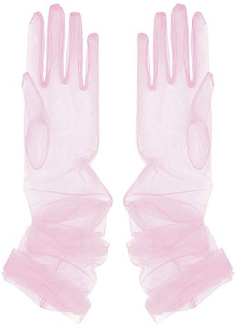 Freebily Guanti Lunghi Donna Carnevale Guanti Trasparenti Sexy Vintage da Sposa Damigella Matrimonio Partito di Sera Accessori 1920 Retro 50 Anni Costume Halloween Rosa Taglia unica