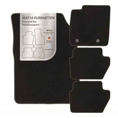 MAT10 – Auto-Fußmatten passend für Ford EcoSport (ab BJ 02/2018) aus Velours | 4-teiliges Automatten Set | langlebige Erstausrüsterqualität, Made in Germany, schwarz