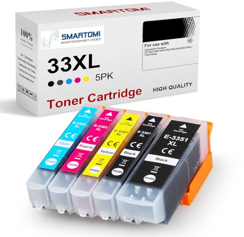 33XL Multipack Druckerpatronen Kompatibel für Epson 33XL 33 XL für Epson XP 540 Druckerpatronen für XP-7100 XP-530 XP-640 XP-830 XP-900 XP-645 XP-635 XP-630（5er-Pack）