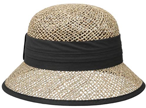 Seeberger Seegras Strohglocke Sommerhut Sonnenhut Strandhut Gartenhut Damenhut Glockenhut (One Size - schwarz)