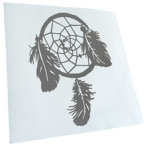 Kiwistar - Autoaufkleber - Grau - 13x10cm Traumfänger - Indianer - Western - Heckscheibe Auto Aufkleber wetterfest für Kfz LKW Mofa Truck - Sticker außen selbstklebend Tuning Zubehör für Fenster