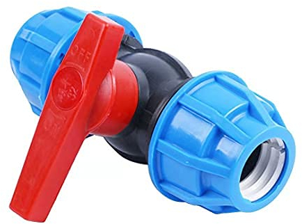 Conexión roscada de polipropileno de tubería de polietileno, conector de agua potable, codo H2O-Flex PP, junta de sujeción, 20 mm, válvula de bola de polietileno, DVGW (válvula de bola, 20 mm)