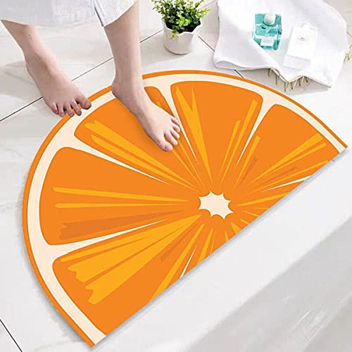 rutschfeste Halbrunder Fußabtreter, Treer Waschbar Schmutzfangmatte Türmatte Outdoor Wetterfest Fußmatten Halbrund Sauberlaufmatte für Eingangsbereich, Haustür, innen und außen (Orange,40 * 80cm)